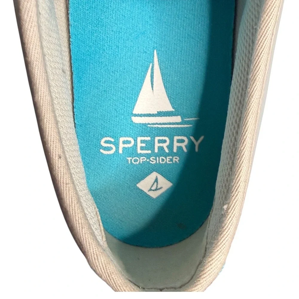 Sperry White Grey Sneaker STS86219 Low Top Perforated Women's Size 6.5‎